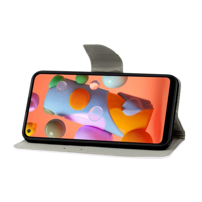 Folio Deksel Samsung Galaxy M11 Magenta Mesterlige Blomster Med Tanga Beskyttelse