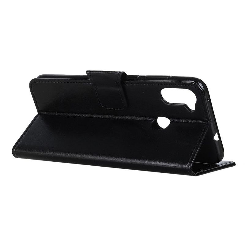 Folio Deksel Samsung Galaxy M11 Svart Blank Skinneffekt Anti-fall