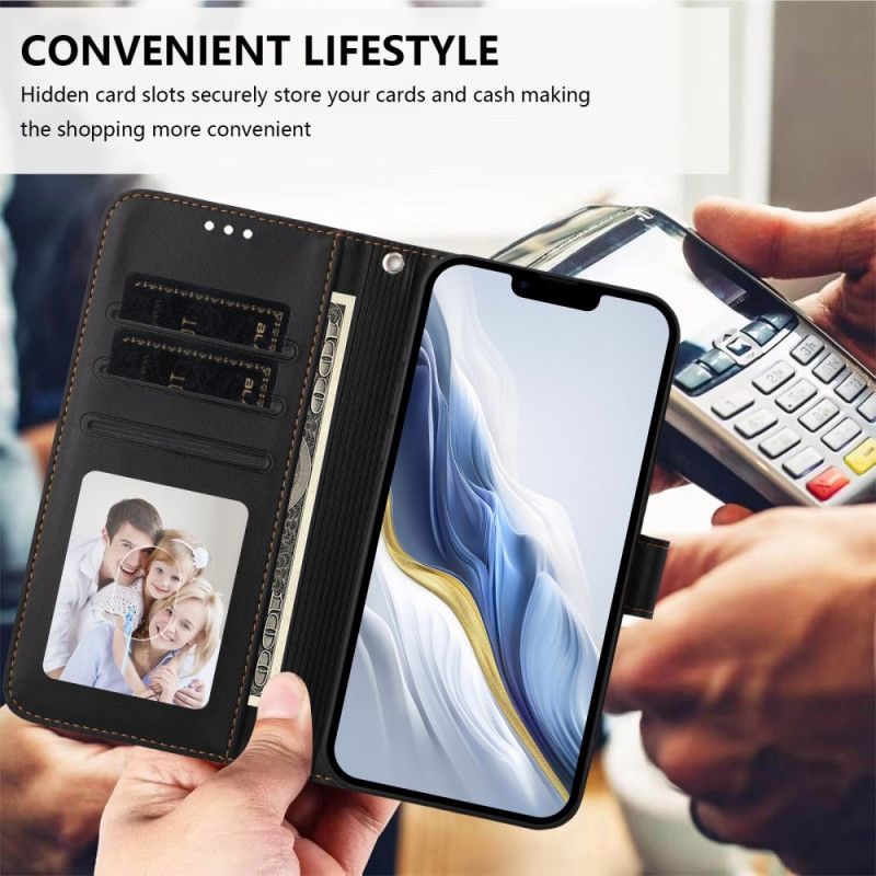 Folio Deksel Sony Xperia 1 Vii Læreffekt Med Snor Beskyttelse Deksel