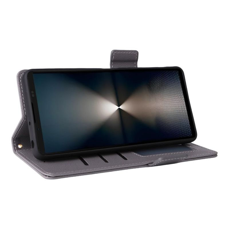 Folio Deksel Til Sony Xperia 1 Vii Litchi-tekstur Med Stropp