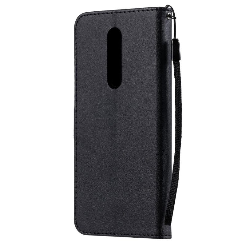 Folio Deksel OnePlus 8 Svart Skinneffekt Med Tanga Anti-fall