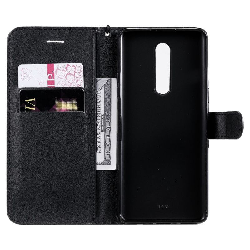 Folio Deksel OnePlus 8 Svart Skinneffekt Med Tanga Anti-fall