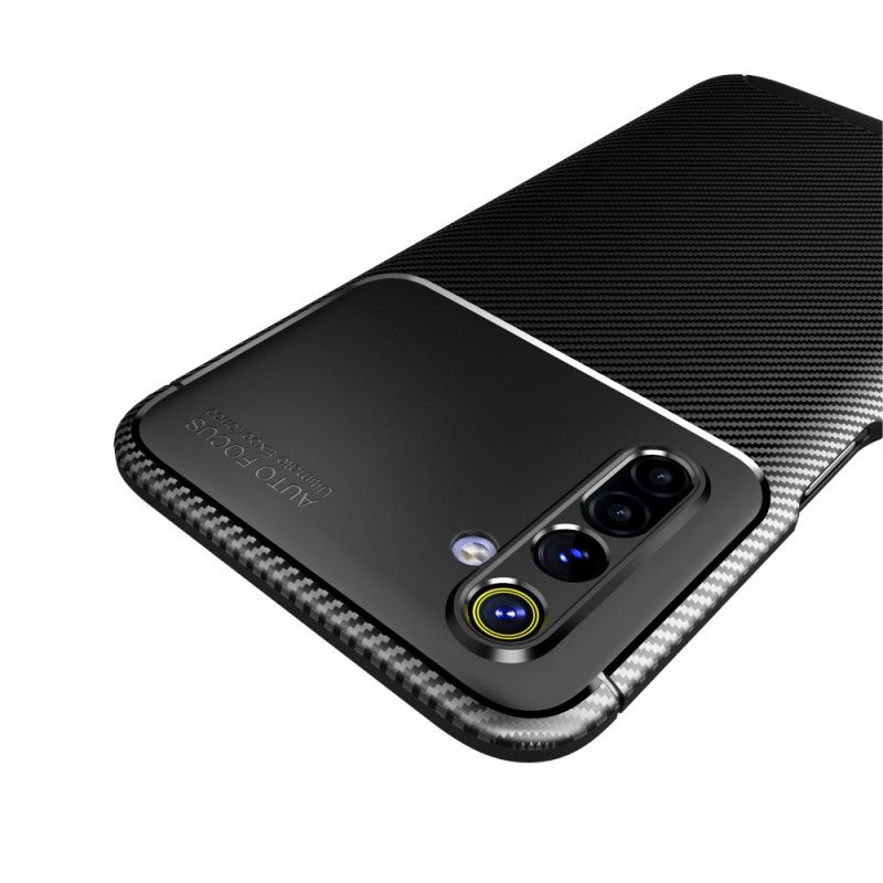 Deksel Realme 6 Svart Fleksibel Karbonfibertekstur Beskyttelse