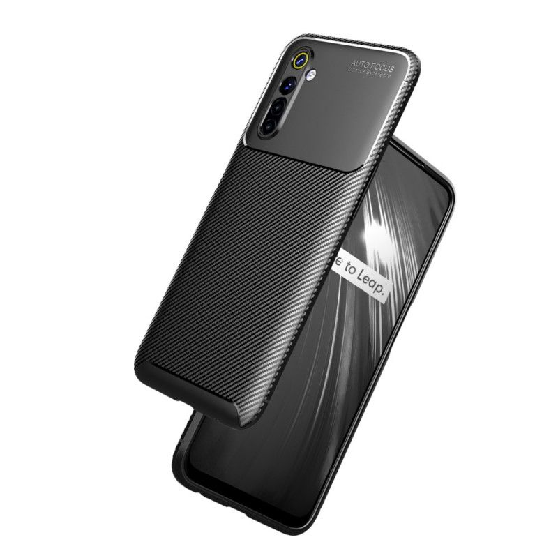 Deksel Realme 6 Svart Fleksibel Karbonfibertekstur Beskyttelse
