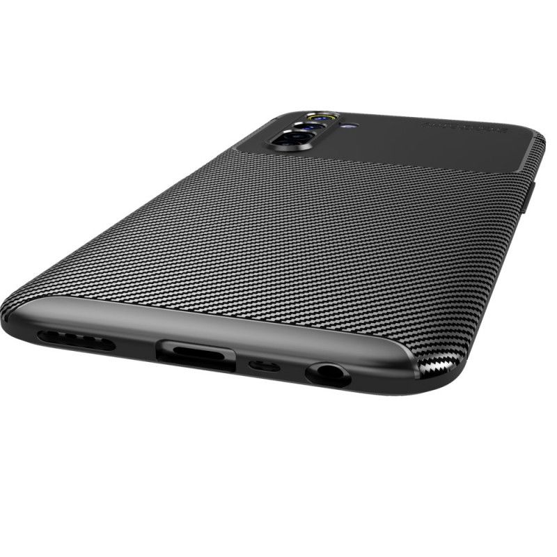 Deksel Realme 6 Svart Fleksibel Karbonfibertekstur Beskyttelse