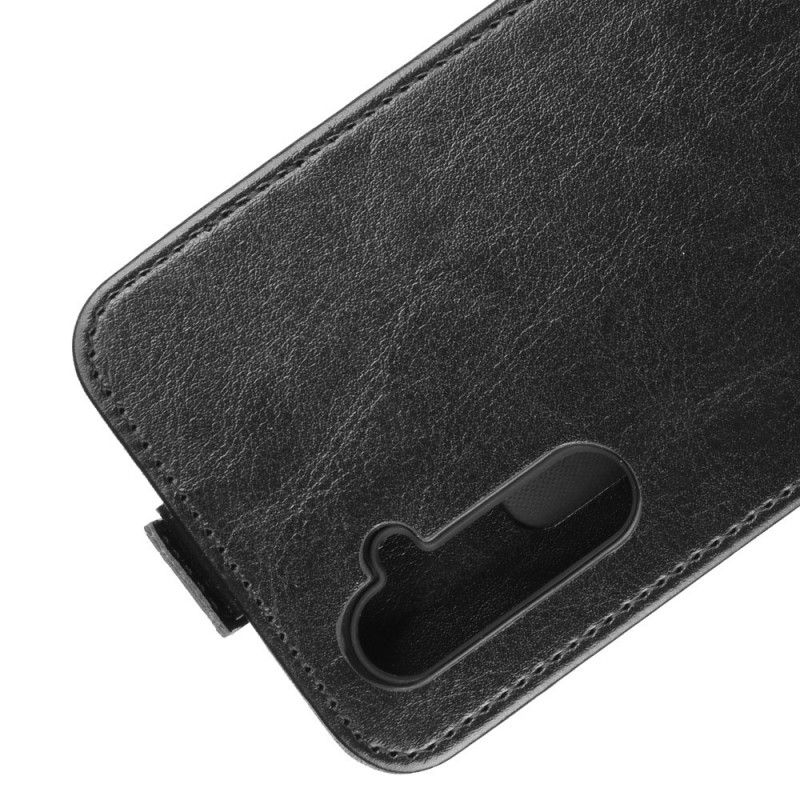Folio Deksel Realme 6 Svart Skinneffekt Med Loddrett Klaff Anti-fall