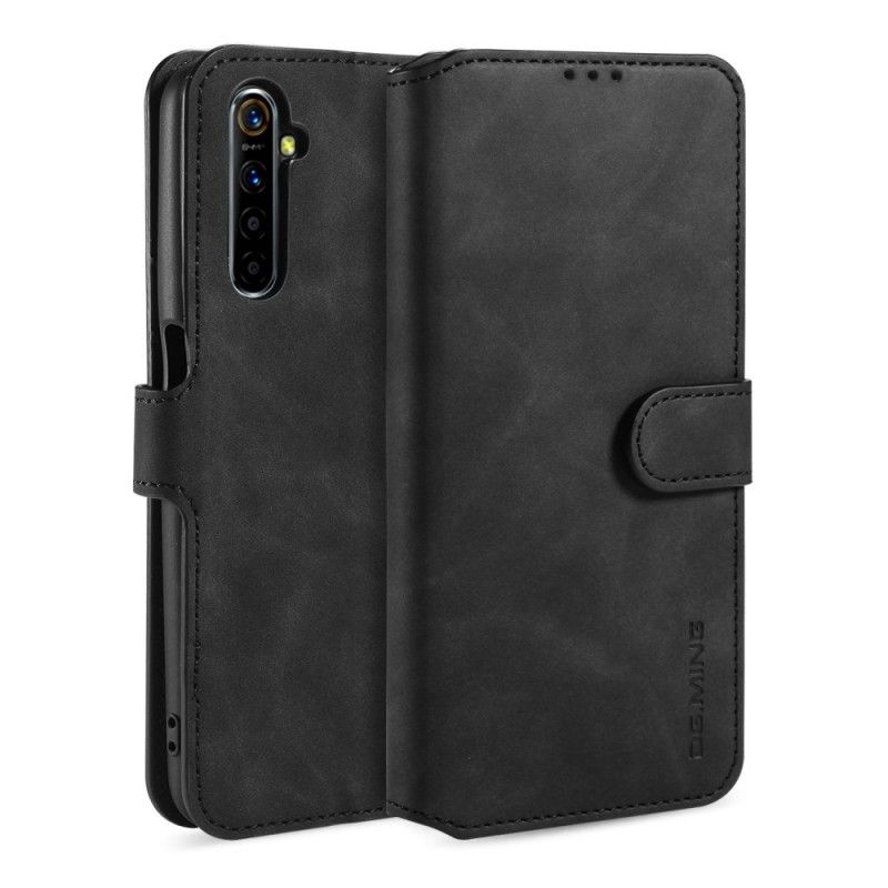 Lærdeksel Folio Deksel Realme 6 Svart Vintage Khazneh Skinneffekt
