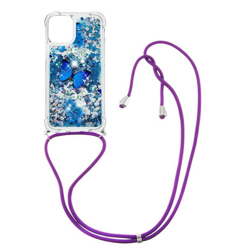 Deksel iPhone 13 Pro Butterfly Paljett Snøre