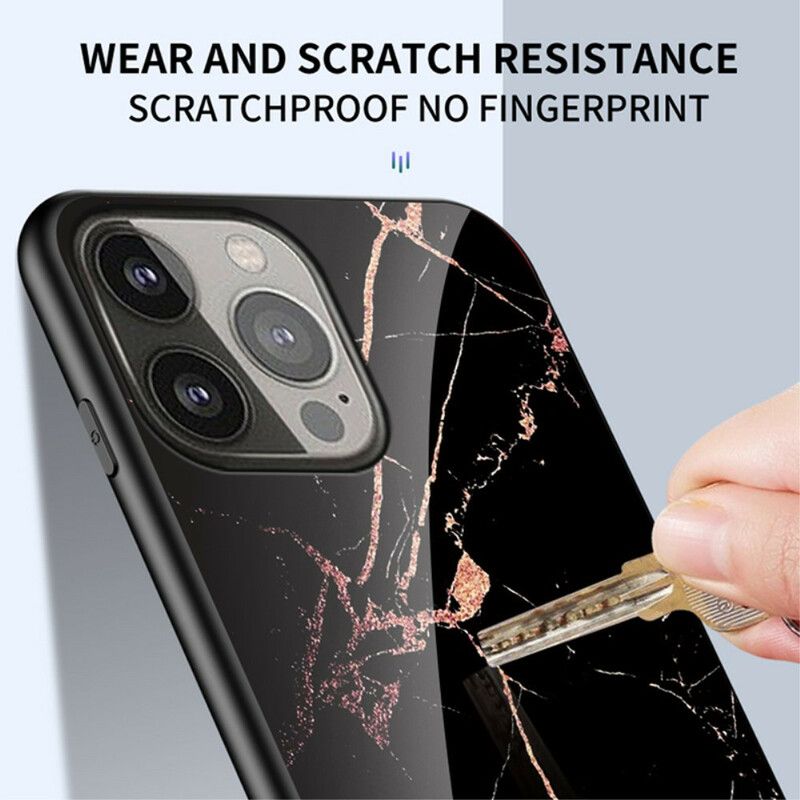 Deksel iPhone 13 Pro Mobildeksel Marmorfarger Herdet Glass