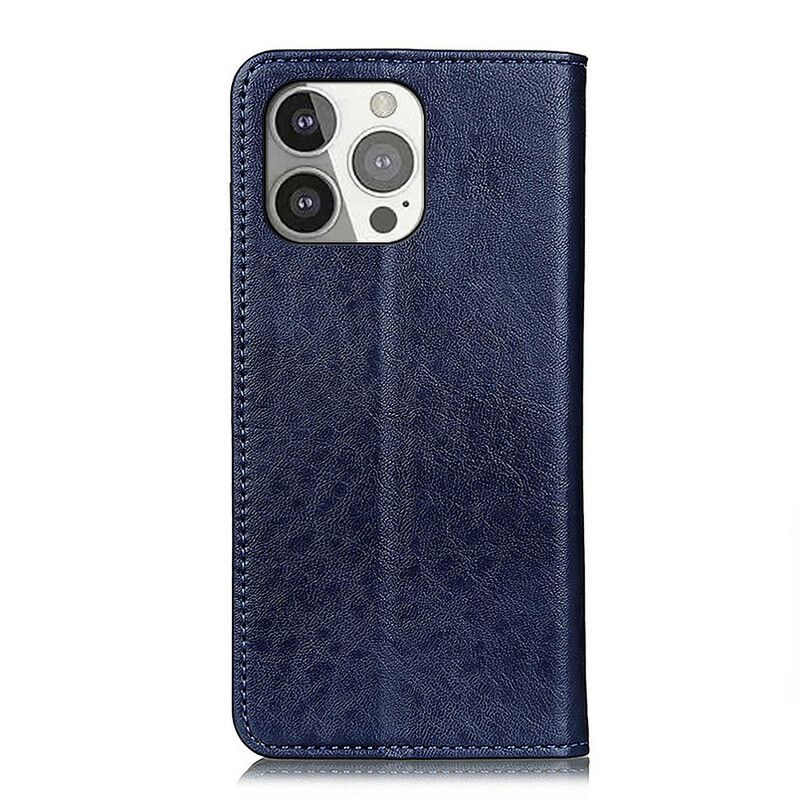 Folio Deksel iPhone 13 Pro Teksturert Delt Skinn
