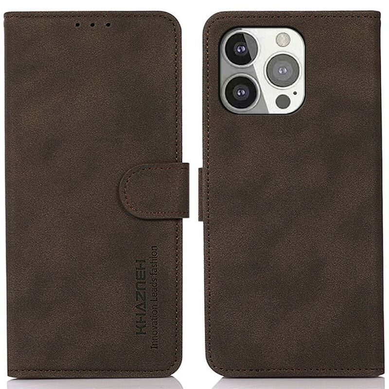Lærdeksel Folio Deksel iPhone 13 Pro Skinneffekt Mote Khazneh