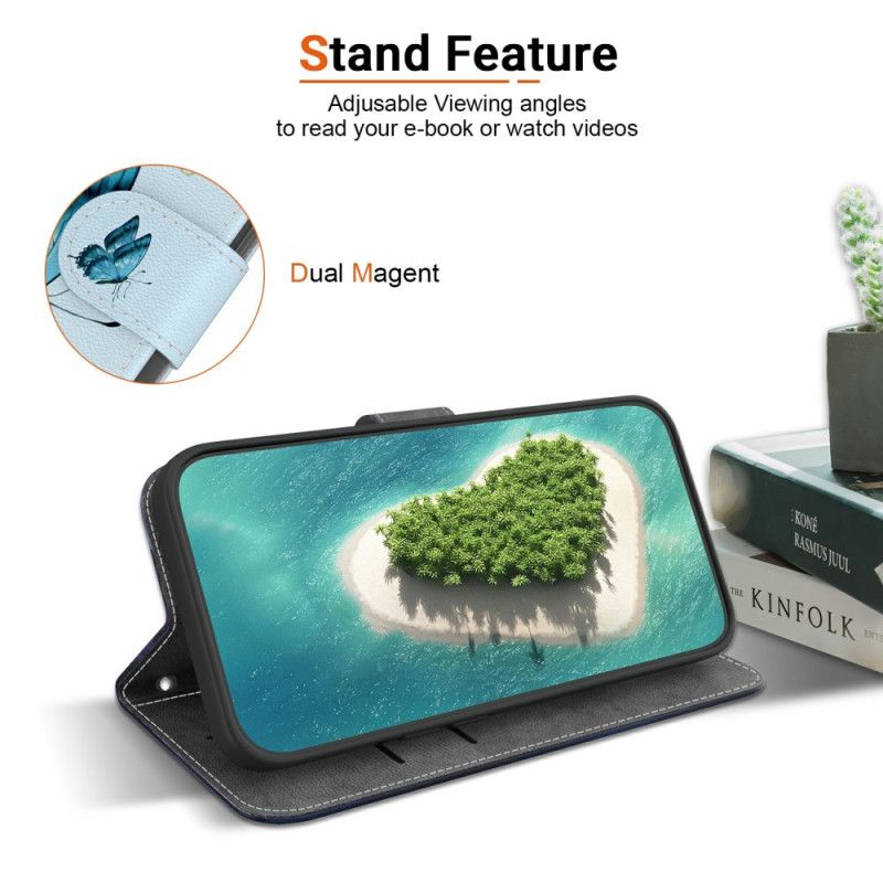 Folio Deksel Realme 14 5g Blå Sommerfugl Og Blomster Beskyttelse Deksel