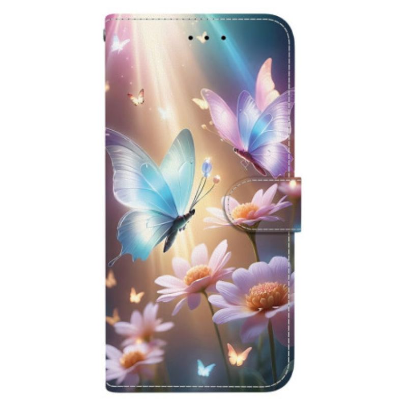 Folio Deksel Realme 14 5g Blomstersommerfugler Beskyttelse Deksel