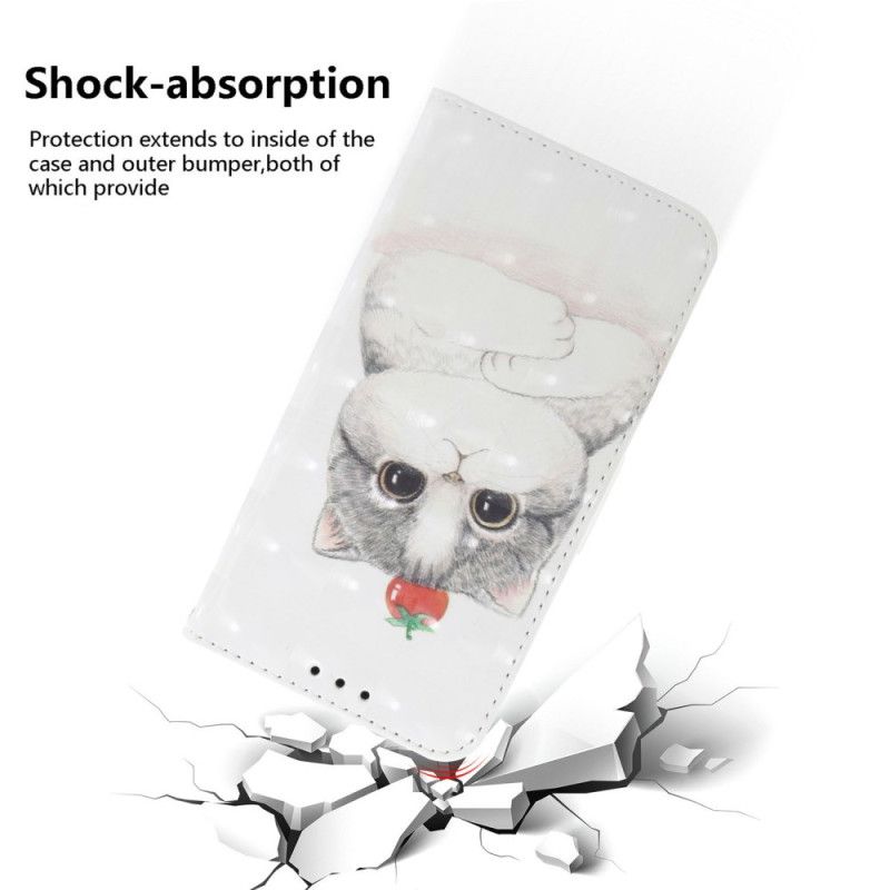 Folio Deksel Realme 14 5g Katt Og Jordbærsnor Beskyttelse Deksel