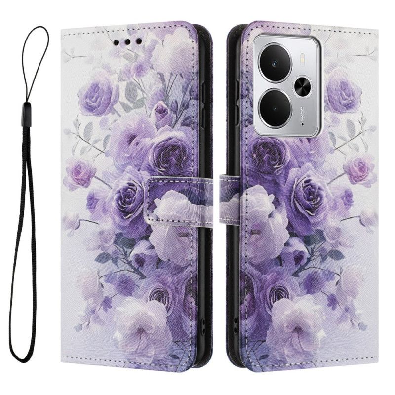 Folio Deksel Realme 14 5g Rosa Og Fioler Beskyttelse Deksel