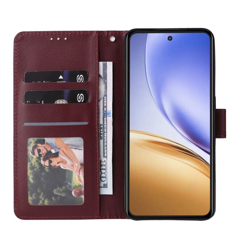 Folio Deksel Til Realme 14 5g Ensfarget Med Stropp