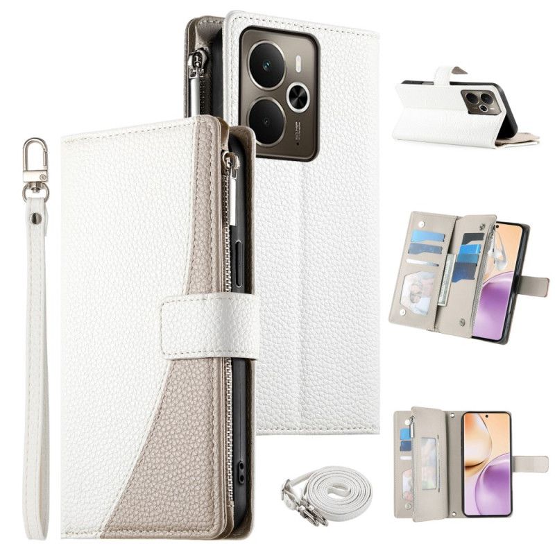 Folio Deksel Til Realme 14 5g Tofarget Med Stropp