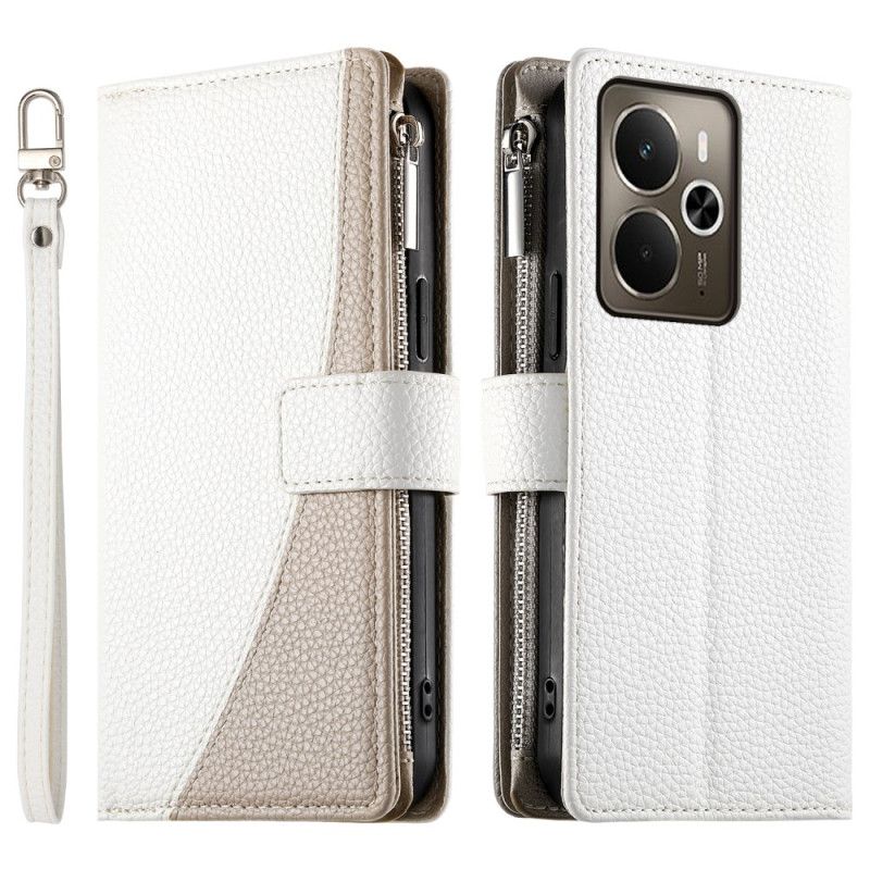 Folio Deksel Til Realme 14 5g Tofarget Med Stropp