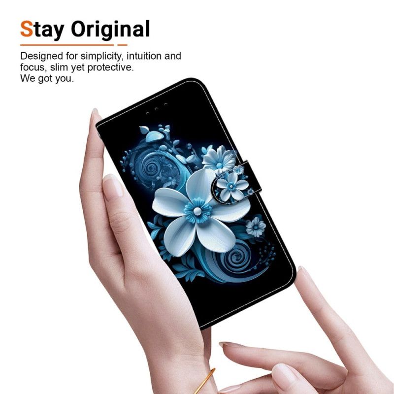 Lærdeksel Folio Deksel Realme 14 5g Blå Blomster