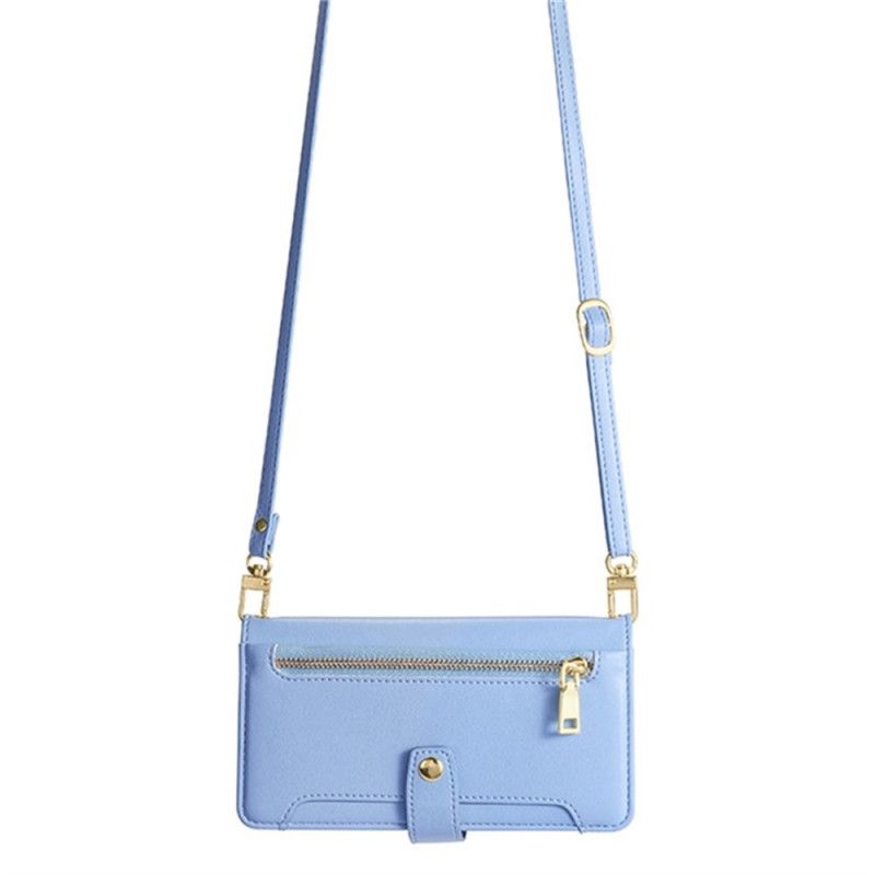 Lærdeksel Folio Deksel Realme 14 5g Mobildeksel Lommebok Med Glidelås Stropp Og Skulderstropp