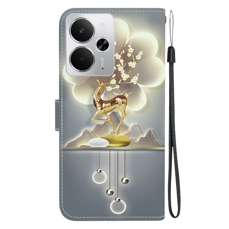 Lærdeksel Folio Deksel Realme 14 5g Mobildeksel Sikahjort