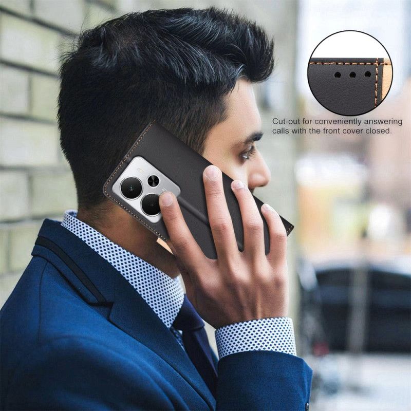 Lærdeksel Folio Deksel Realme 14 5g Mobildeksel Tofarget Binfen-farge