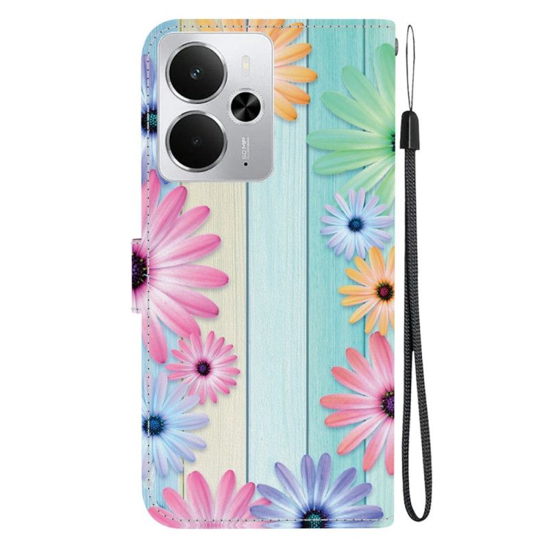 Lærdeksel Folio Deksel Realme 14 5g Solsikkemønster