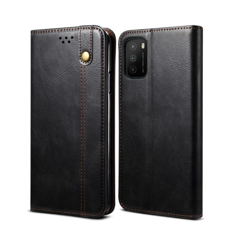 Folio Deksel Xiaomi Poco M3 Svart Vokst Kunstlær Anti-fall