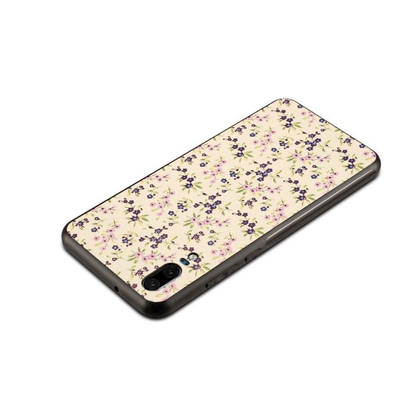 Deksel Huawei P20 Magenta Faux Skinn Liberty Blomster