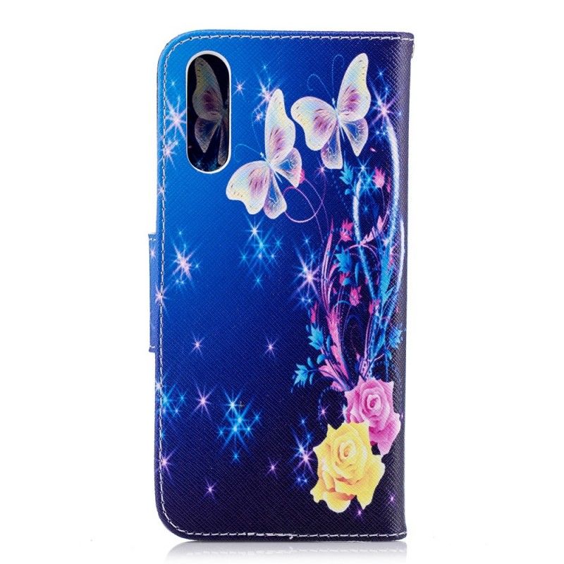 Folio Deksel for Huawei P20 Lyseblå Sommerfugler Om Natten