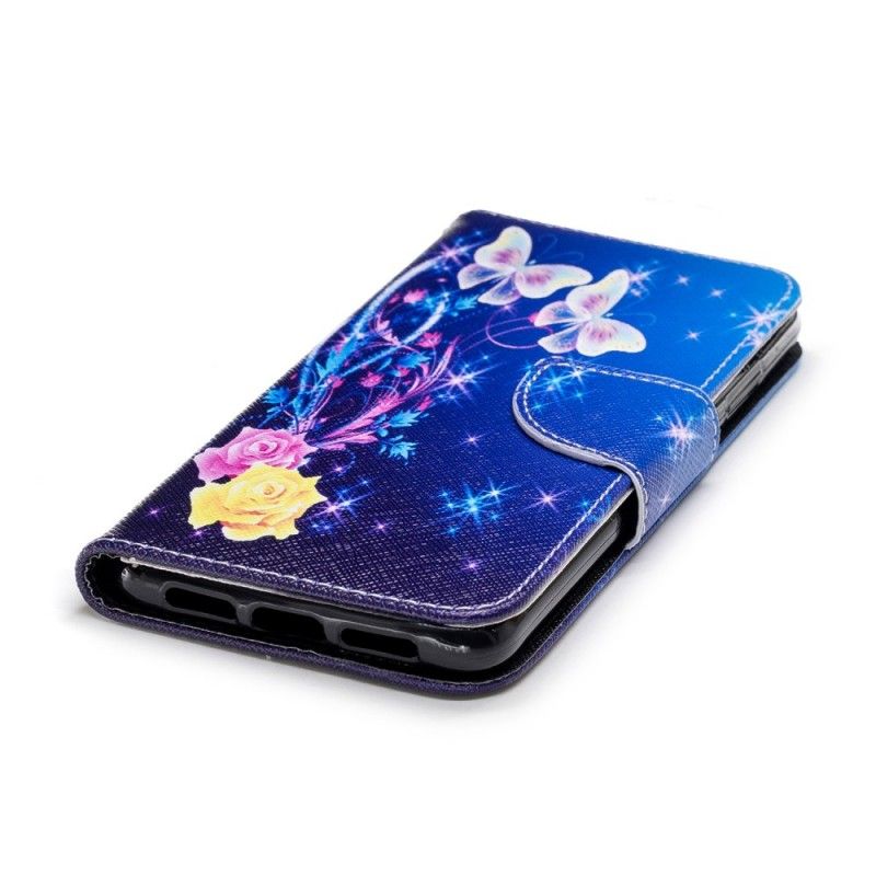 Folio Deksel for Huawei P20 Lyseblå Sommerfugler Om Natten
