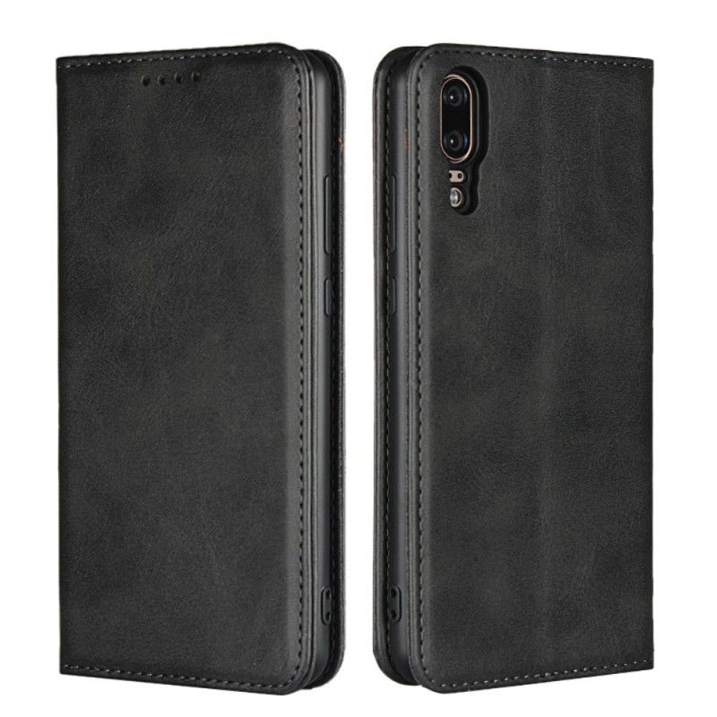 Folio Deksel Huawei P20 Svart Nøktern Skinnstil