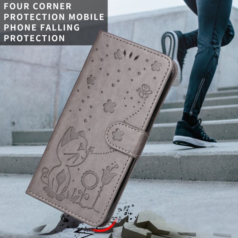 Folio Deksel Huawei Pura 80 Ultra Bie Og Katt Beskyttelse Deksel