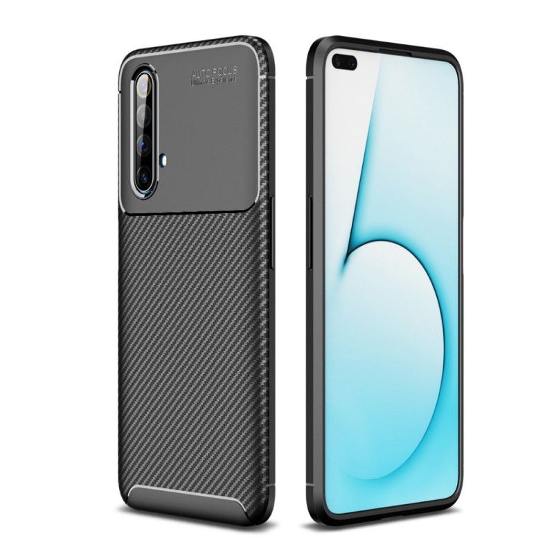Deksel for Realme X50 Svart Fleksibel Karbonfibertekstur