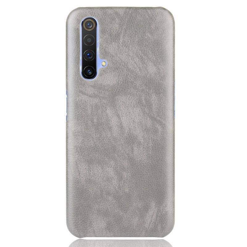Deksel Realme X50 Svart Litchi-Skinneffekt