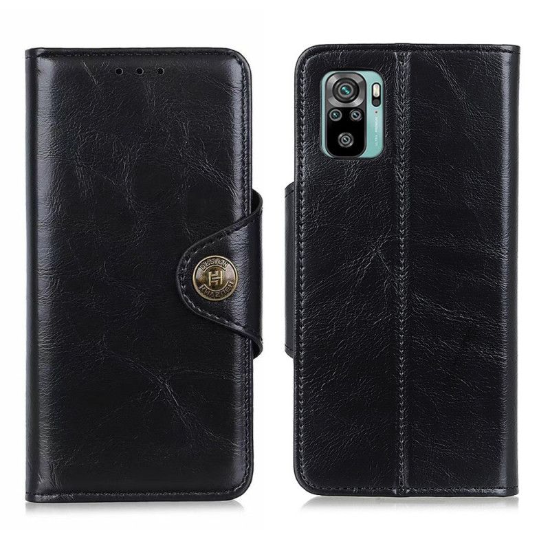 Lærdeksel Folio Deksel Xiaomi Redmi Note 10 / Note 10S Svart Khazneh