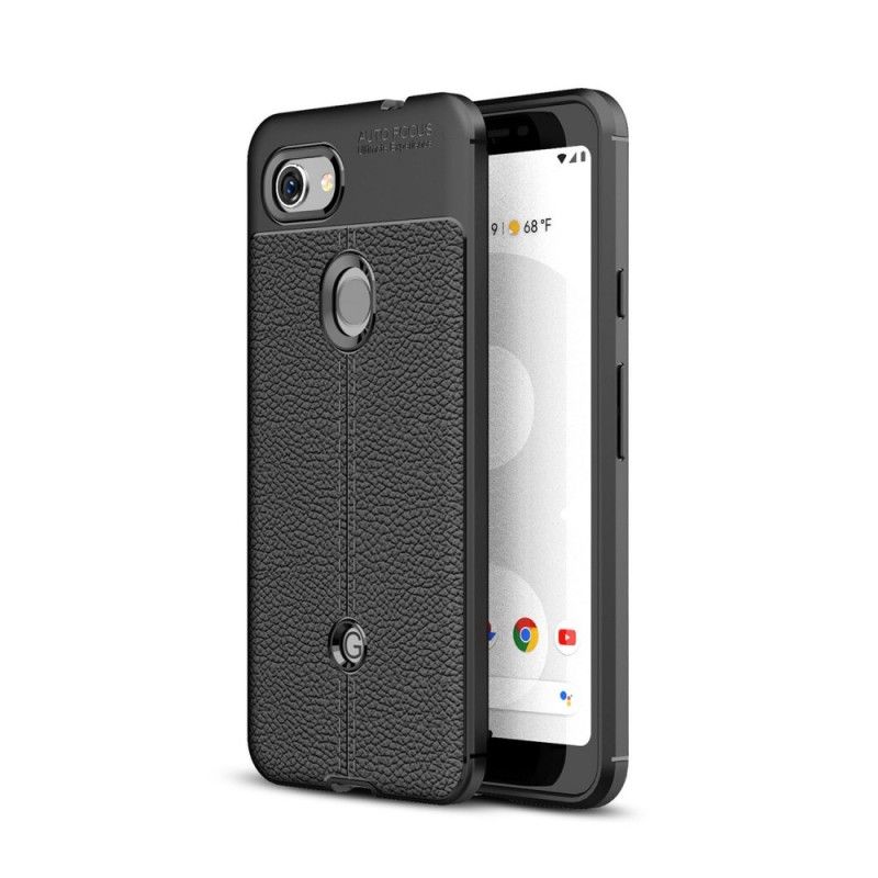Deksel Google Pixel 3A Svart Dobbeltlinjet Litchi-Effekt