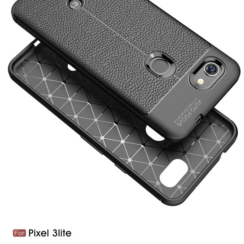 Deksel Google Pixel 3A Svart Dobbeltlinjet Litchi-Effekt