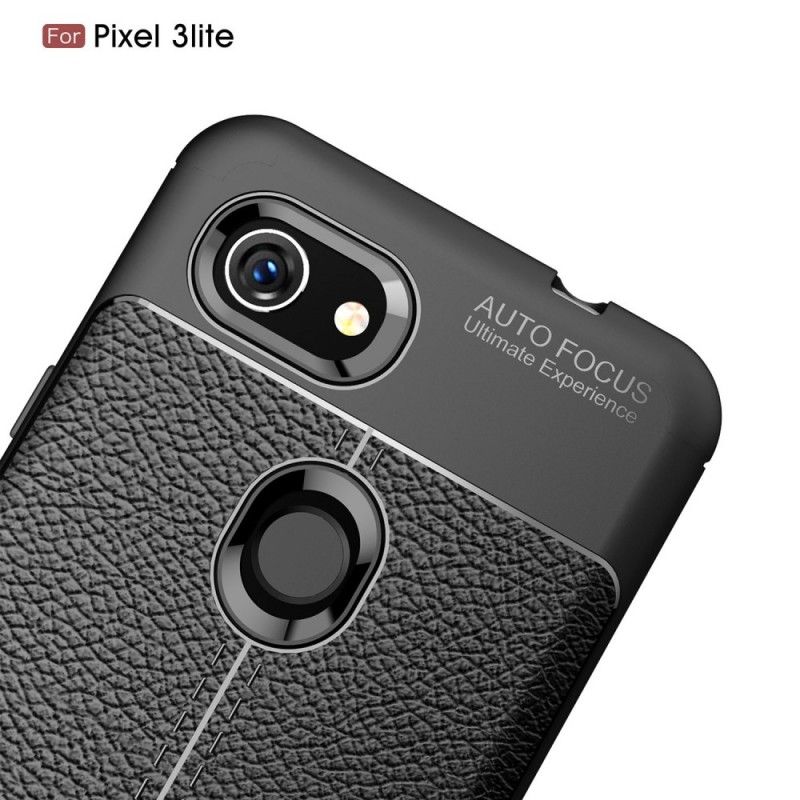 Deksel Google Pixel 3A Svart Dobbeltlinjet Litchi-Effekt