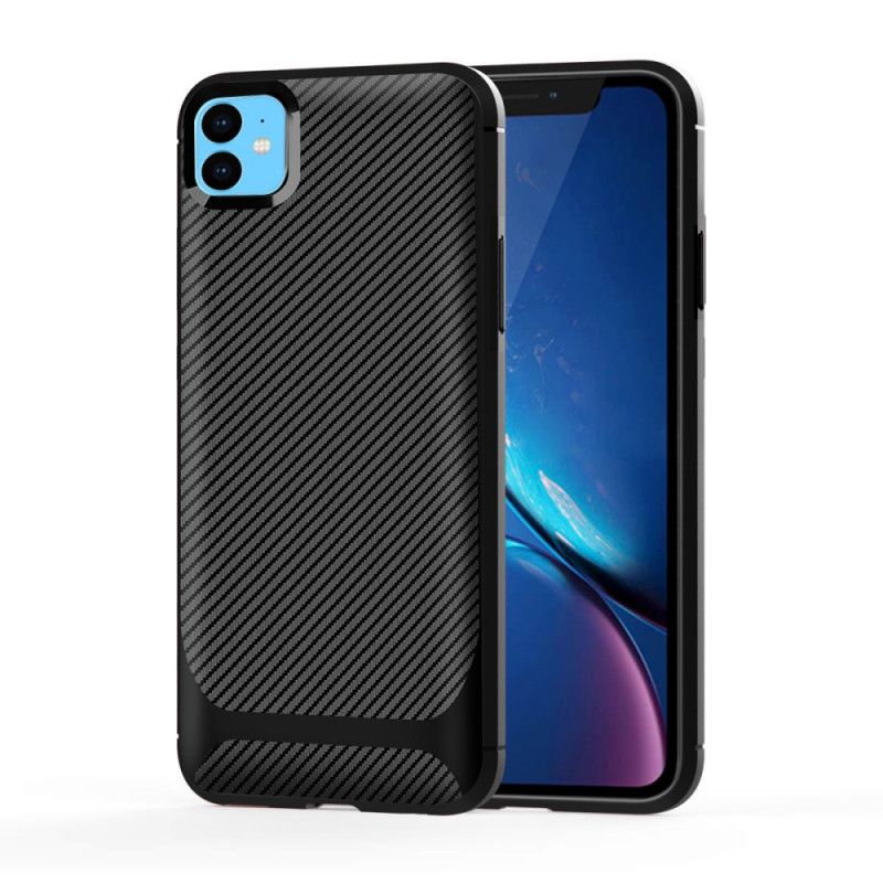 Deksel iPhone 11 Svart Fleksibel Karbonfiber Anti-fall