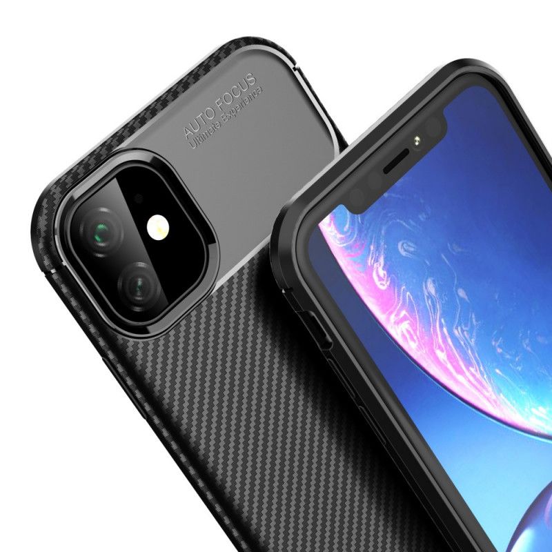 Deksel iPhone 11 Svart Fleksibel Karbonfibertekstur
