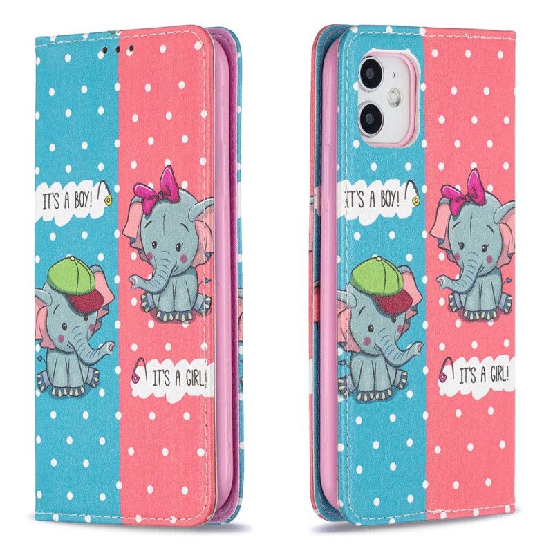 Folio Deksel iPhone 11 Mobildeksel Baby Elefanter