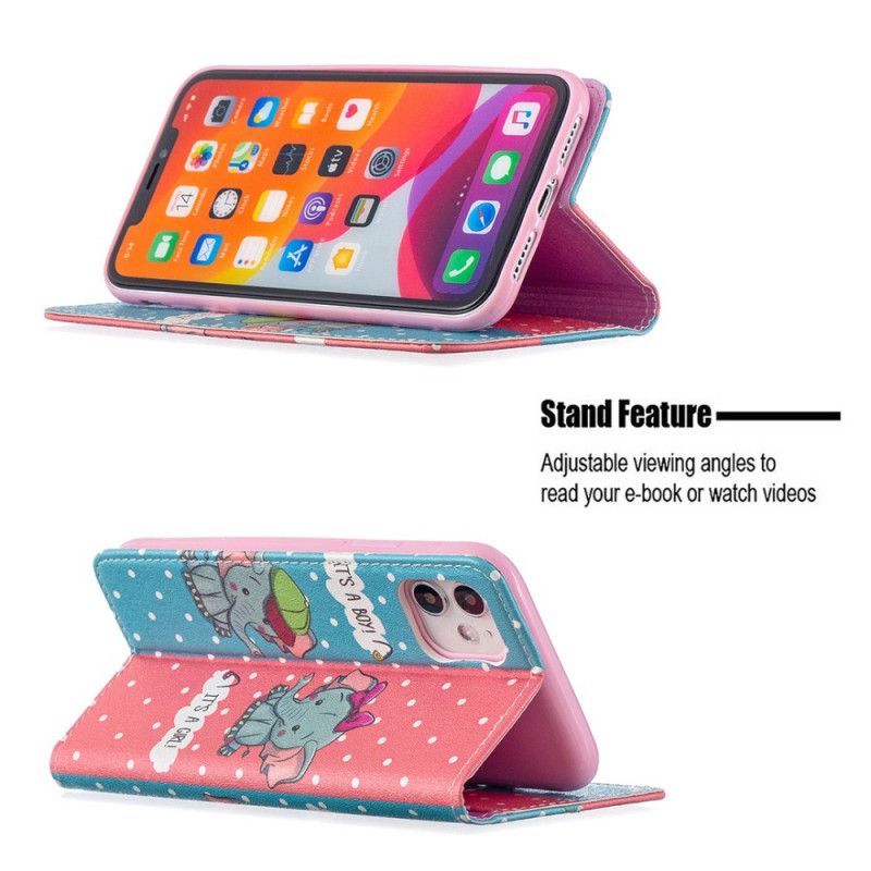 Folio Deksel iPhone 11 Mobildeksel Baby Elefanter