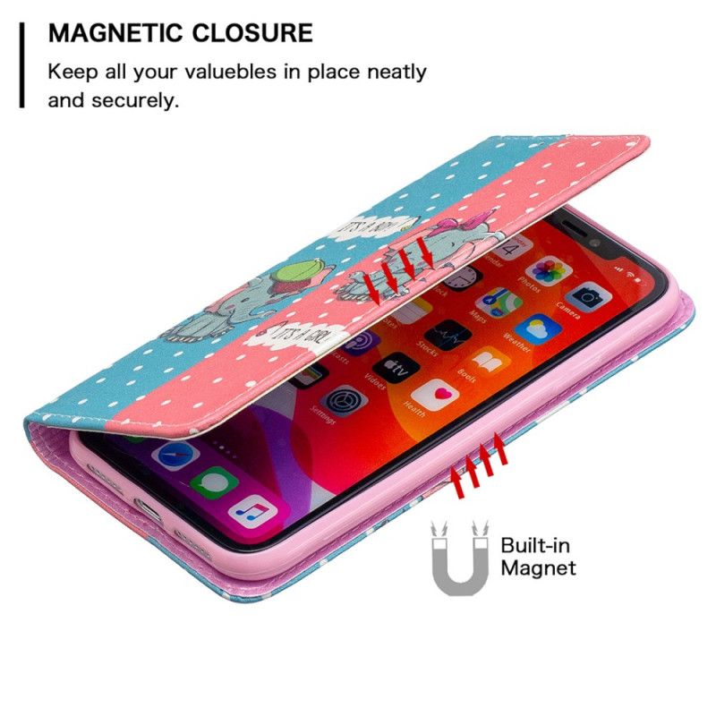 Folio Deksel iPhone 11 Mobildeksel Baby Elefanter