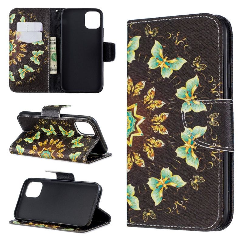 Folio Deksel iPhone 11 Sommerfuglmandala Anti-fall