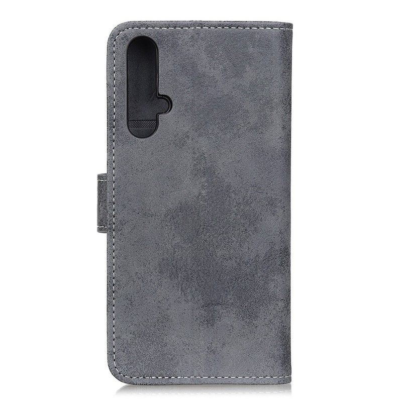 Folio Deksel Honor 20 Magenta Vintage Skinneffekt Beskyttelse