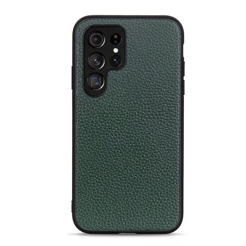 Mobildeksel Til Samsung Galaxy S22 Ultra 5G Ekte Litchi-skinn