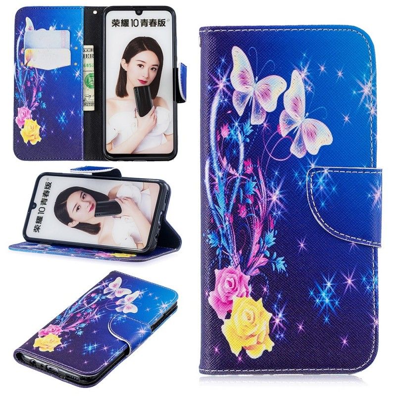 Folio Deksel Honor 10 Lite Rosa Sommerfugler Om Natten