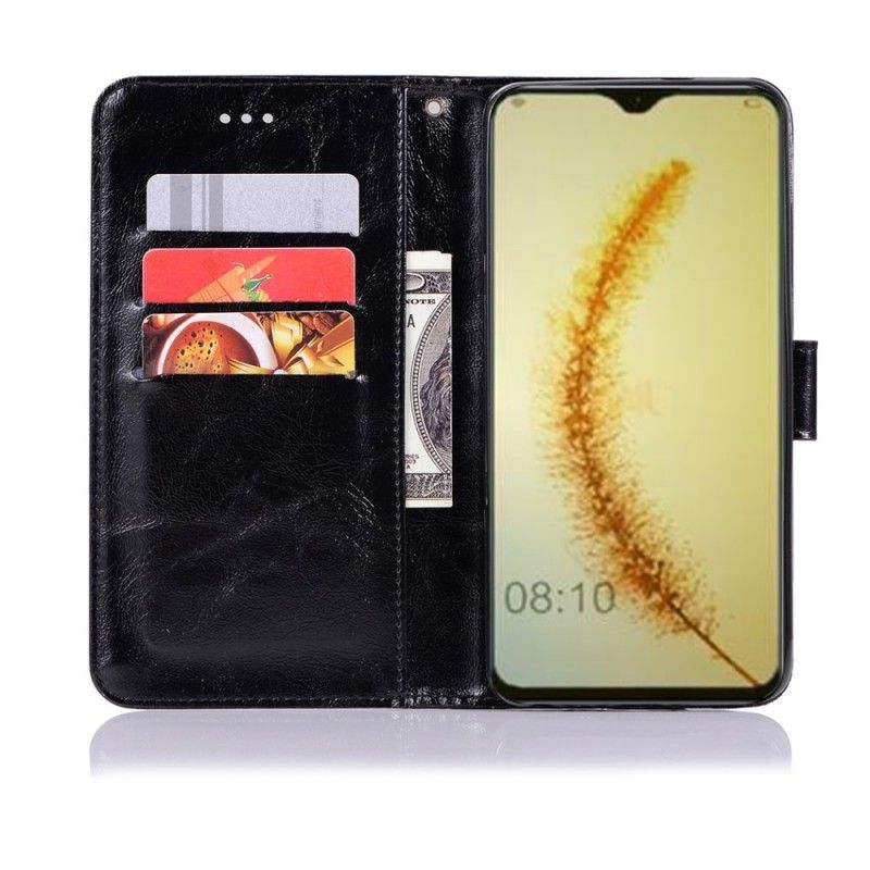 Folio Deksel Honor 10 Lite Svart Vintage Skinneffekt Med Stropp Anti-fall