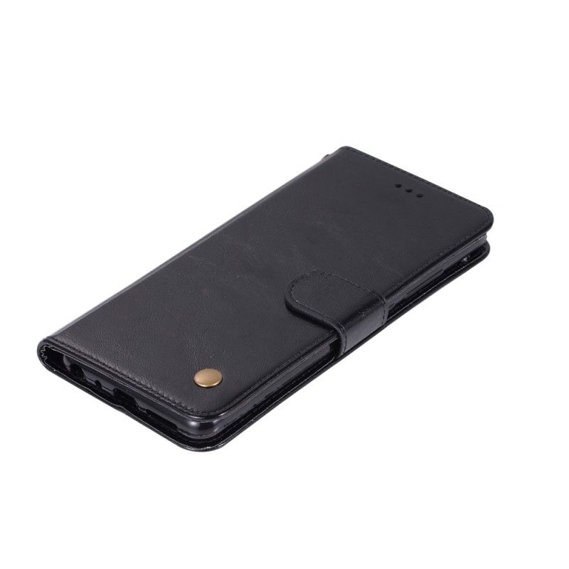 Folio Deksel Honor 10 Lite Svart Vintage Skinneffekt Med Stropp Anti-fall